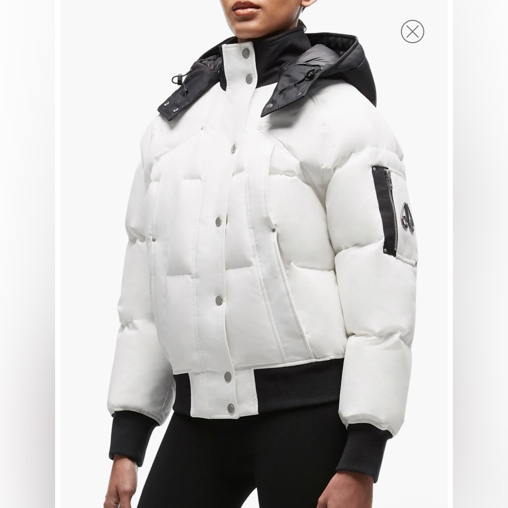 Moose Knuckles Women's Troy Hooded Bomber Jacket in Milkyway